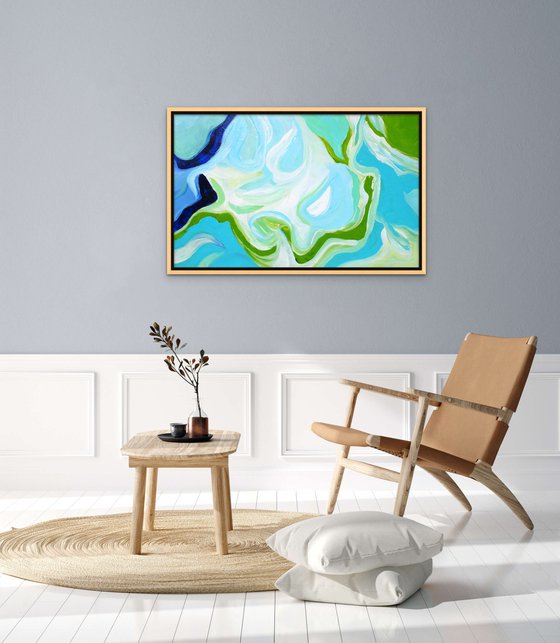 OCEAN SONG. Abstract Blue, Teal, Green Acrylic Coastal Art