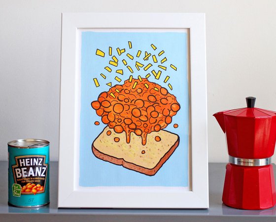 Beans on Toast Deconstructed - Pop Art Painting On A4 Paper