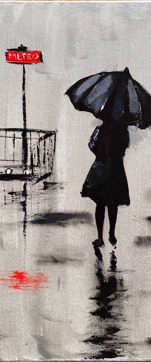 Woman with umbrella in Paris by Dmitry Fedorov