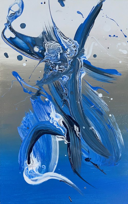 Bright Blue and White creativ artwork by Marina Skromova