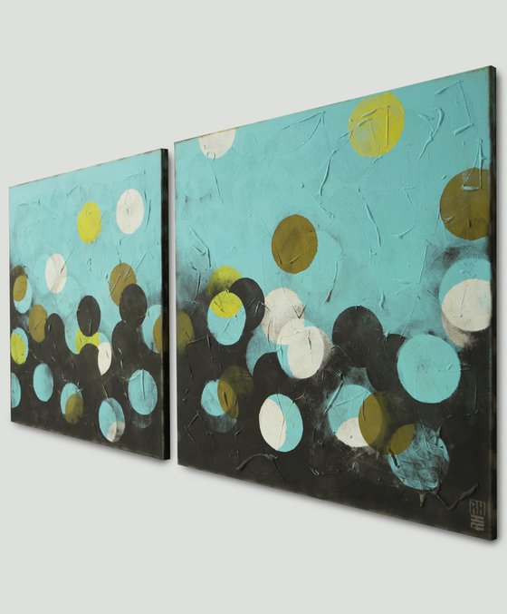 Turquoise Circle Line - Twin XL 160x80cm