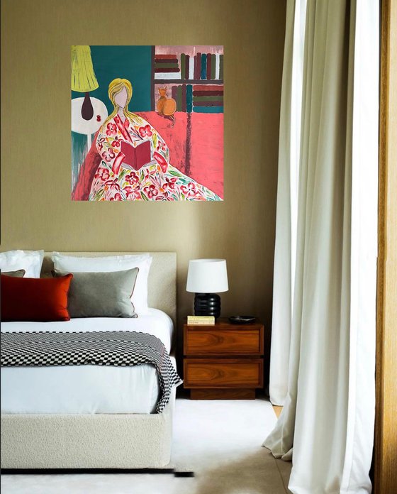 Woman Cat Original Painting