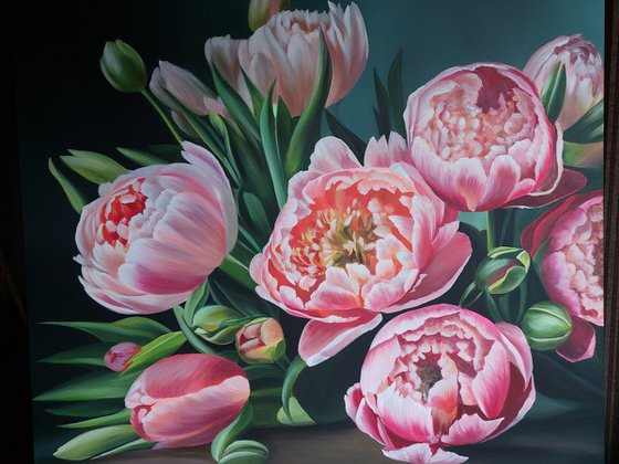 Peonies and tulips