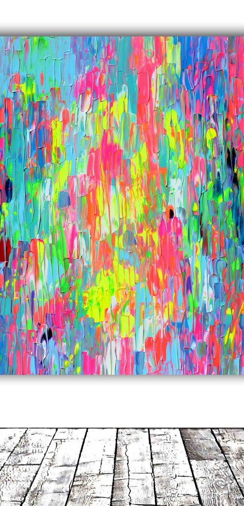 47x40'' Large Ready to Hang Abstract Painting - XXXL Huge Colourful Modern Abstract Big Painting, Large Colorful Painting - Ready to Hang, Hotel and Restaurant Wall Decoration, Happy Gypsy Dance 1 by Soos Tiberiu