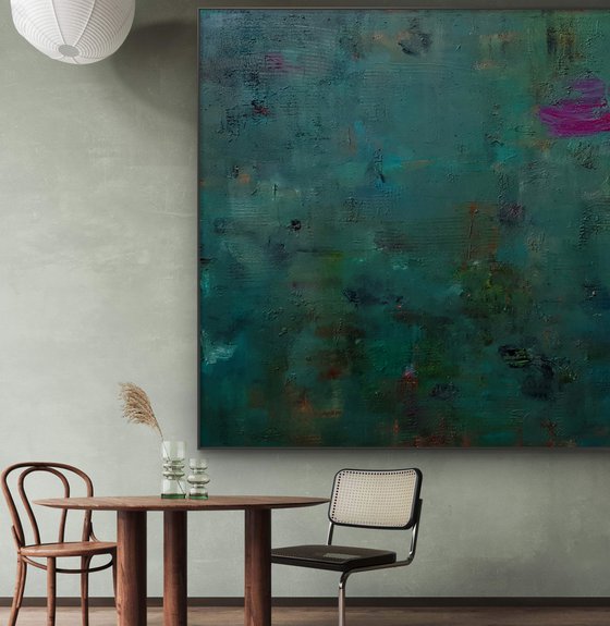 XXL green abstract painting