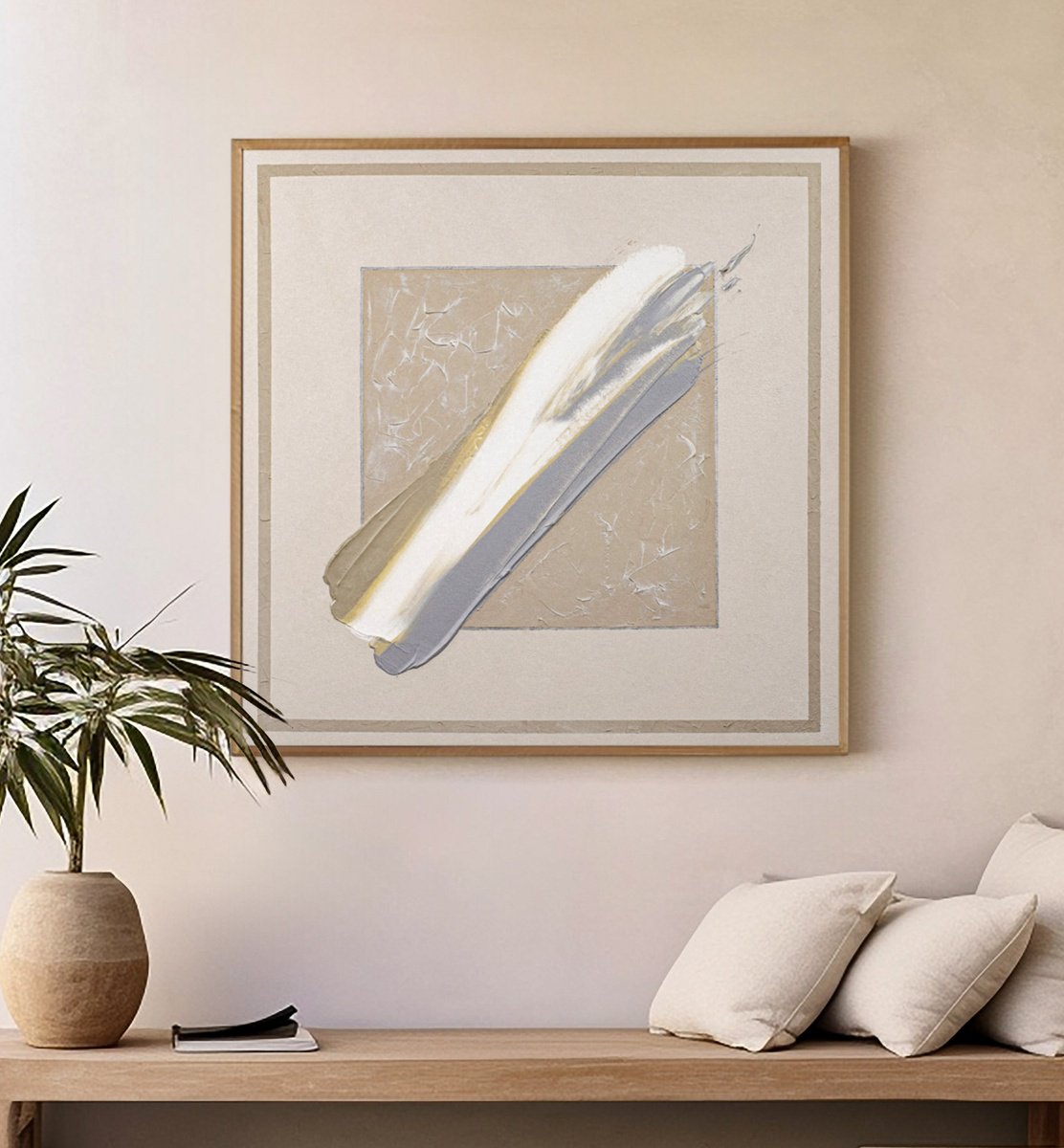 Geometric Abstract Acrylic Painting By Cristina Simeoni, 40 X 40, Elegance, Original Artwork