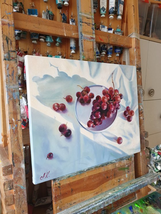 "Sunny grapes."  still life summer liGHt original painting  GIFT (2020)