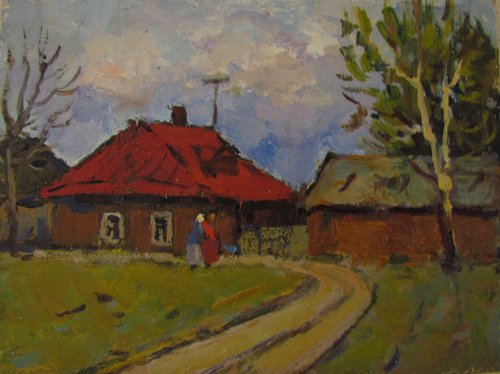 House with a red roof by Viktoriia Pidvarchan
