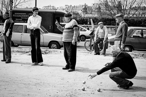 Precision throw - Jeu de boules along the Seine - Paris  1973 by Robbert Frank Hagens