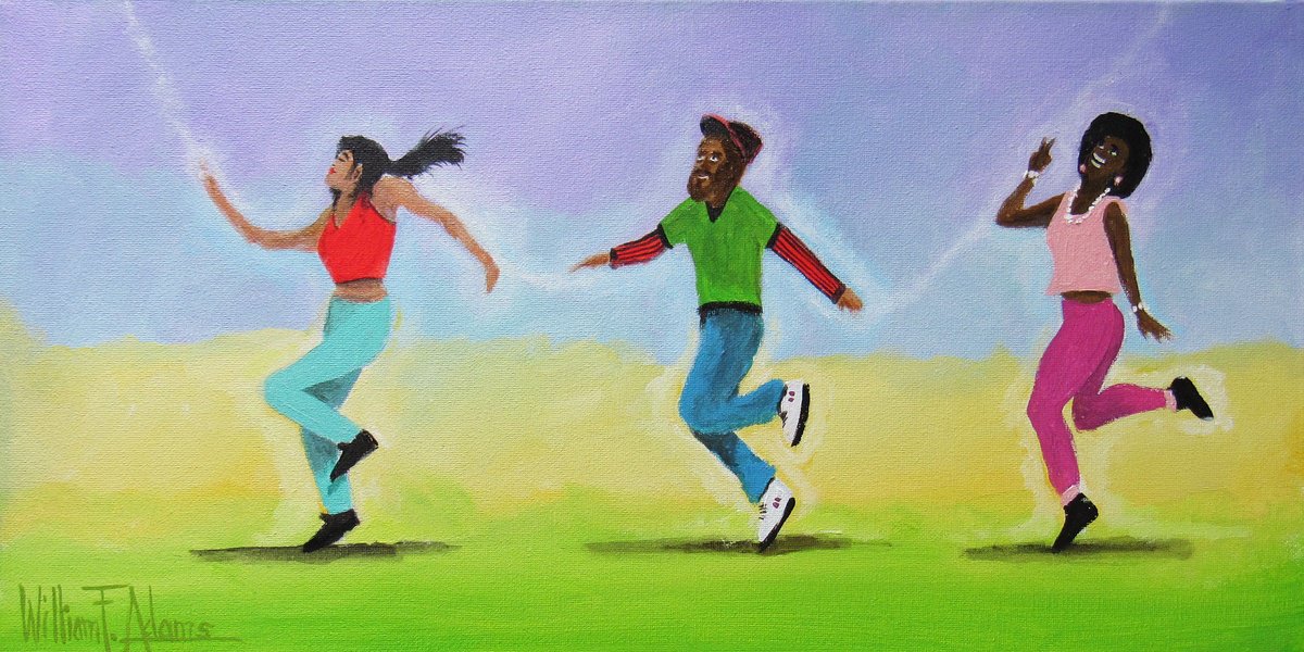 Illustrative Portrait Acrylic Painting By William F. Adams, 20 X 10", I Got Heaven On My Mind!, Original Artwork