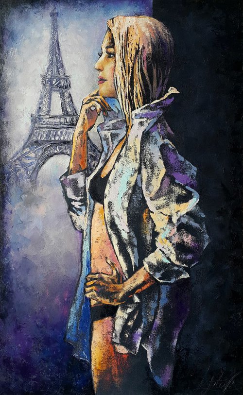 Paris - oil painting, palette knife by Viktoria Lapteva