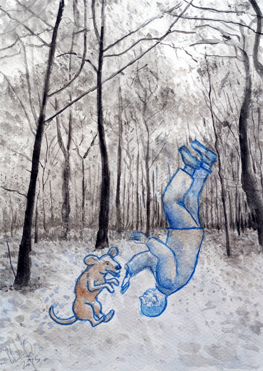 Illustrative Portrait Pastel Drawing By Paolo Beneforti, 8 X 12", Somersaults In The Woods, Original Artwork