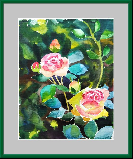 Two Roses in Watercolor