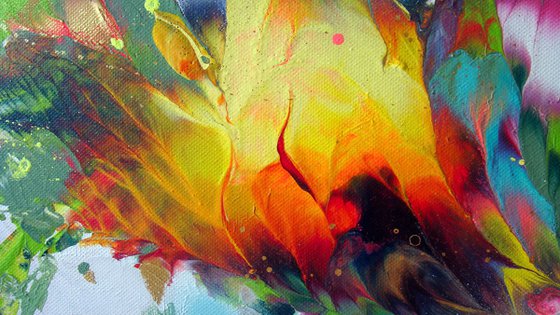 Abstract Flowers "Magic flowers of joy", Large Painting