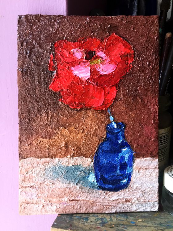 Poppy Flower Oil Painting