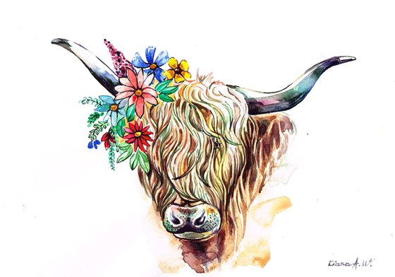 Highland Moo Cow in Spring