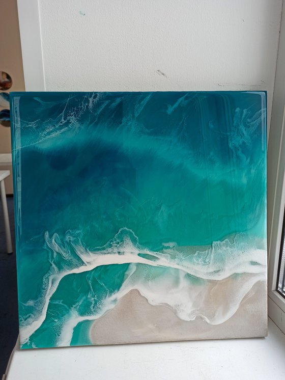 Turquoise Beach Resin Art