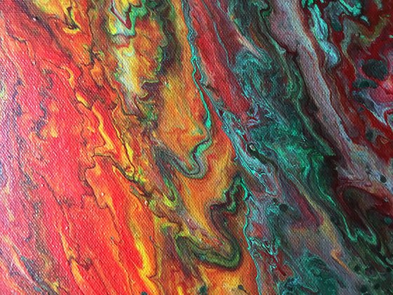 "Up In Flames" - FREE WORLDWIDE SHIPPING - Original Abstract PMS Fluid Acrylic Painting - 24 x 24 inches