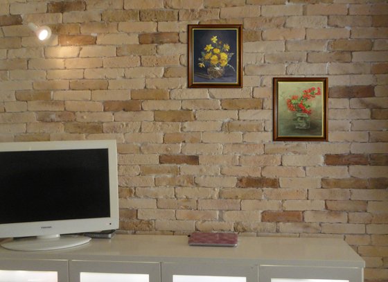 Still life with daffodils and dandelions