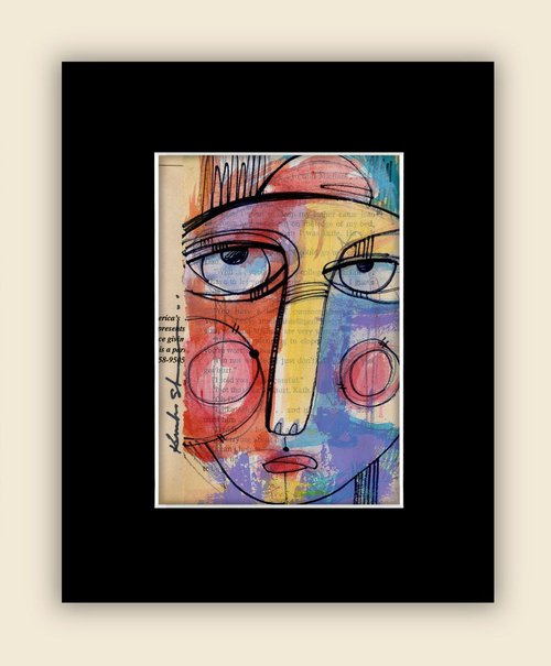 Funky Face 18 - Mixed Media Collage Painting by Kathy Morton Stanion by Kathy Morton Stanion