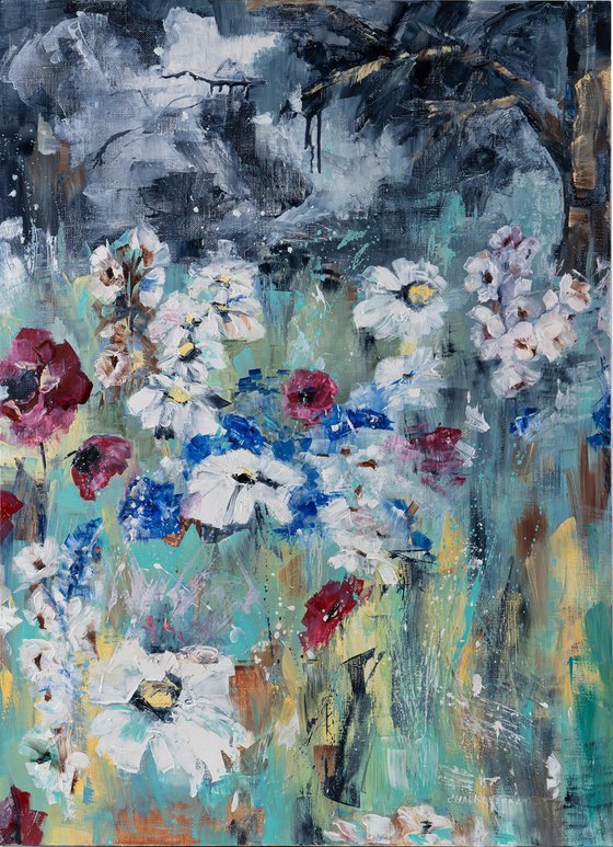 WILDFLOWERS 2, Oil on canvas panel