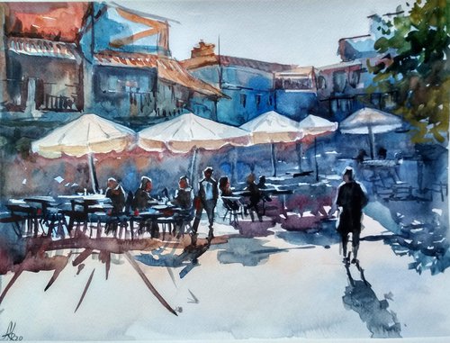 Cafe, City, Sunny day by Ann Krasikova