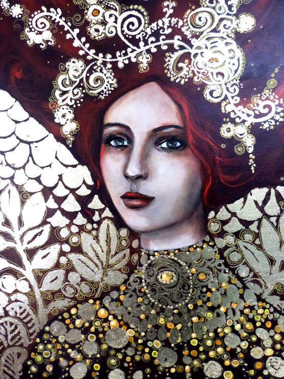 Mystic Diva 50 x 65 cm a tribute to Klimt