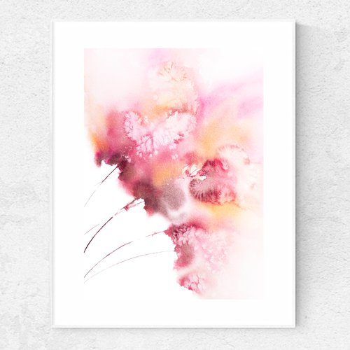 Abstract flowers, loose floral painting Hover by Olga Grigo