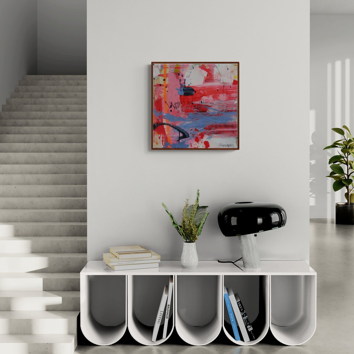 Expressive Abstract Painting By Daniela Schweinsberg, 16 X 16, A Day At The Beach, Original Artwork