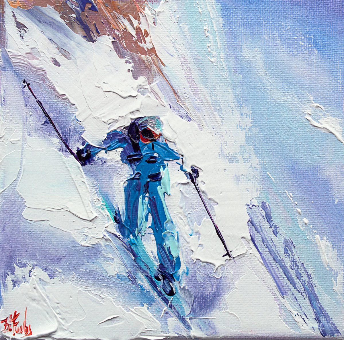 Skier painting by Bozhena Fuchs