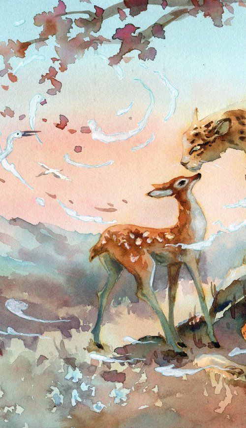 Leopard and deer by Yulia Evsyukova