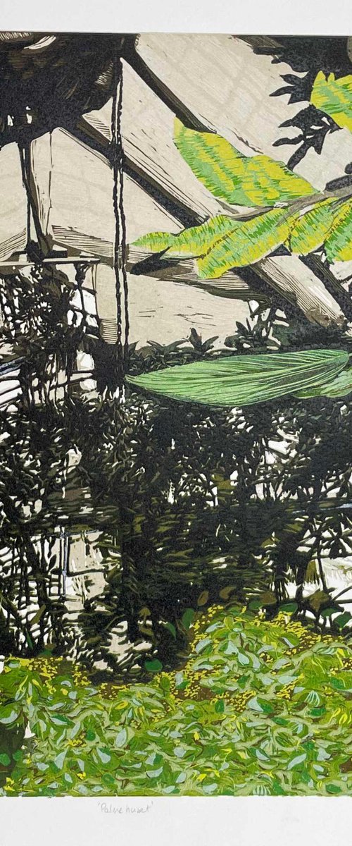 Palmehuset linocut by C Staunton