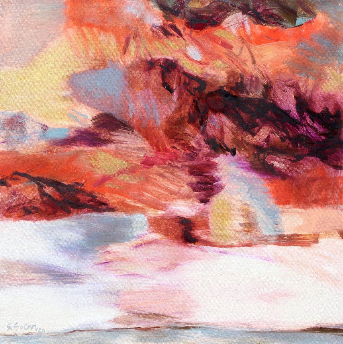 Abstract Painting By Simona Gocan, 24 X 24", Into The Canyon #1, Original Artwork