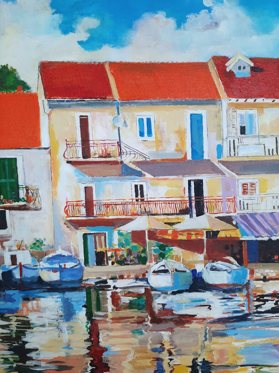 Impressionistic Landscape Acrylic Painting By Zoran Mihajlovic Muza, 33 X 25", Mediterranean Glow, Original Artwork