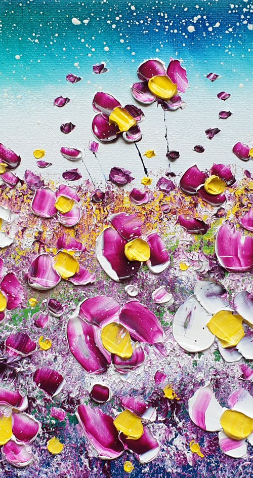 "Midnight Mauve Flowers in Love" by Phil Broad