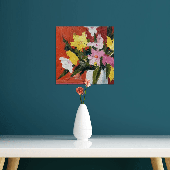 Flowers on a Red Background