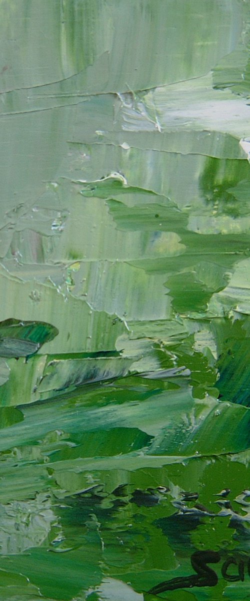 ref#:777-10Q -10x10cm=3.94x3.94". Short Story  chrome green 1 by Saroja van der Stegen