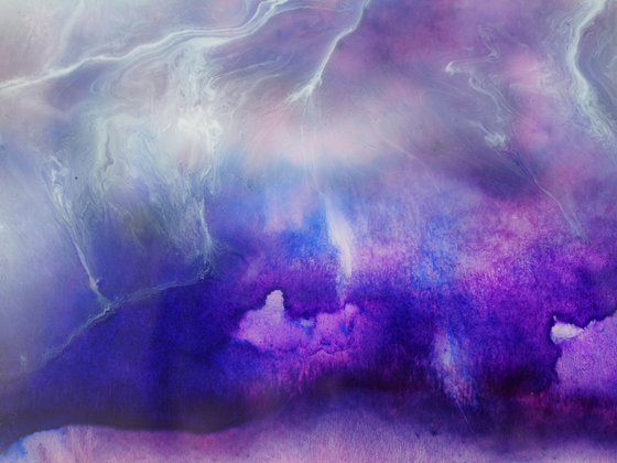 Purple galaxy and Milky Way - original skyscape painting