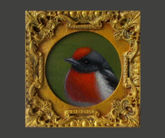 Small bird painting in frame