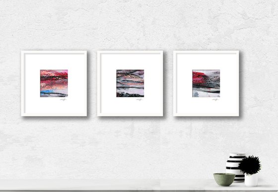 Abstract Secrets Collection 11 - 3 Abstract Paintings in mats by Kathy Morton Stanion