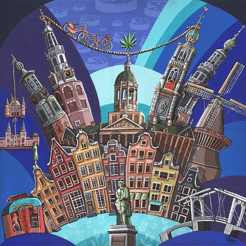 Amsterdam Landmarks (Blue) by Marc Remus
