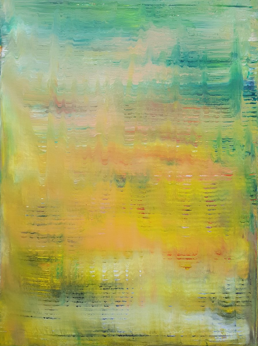 Abstract Landscape Acrylic Painting By Ivana Olbricht, 24 X 31, July Walks, Original Artwork