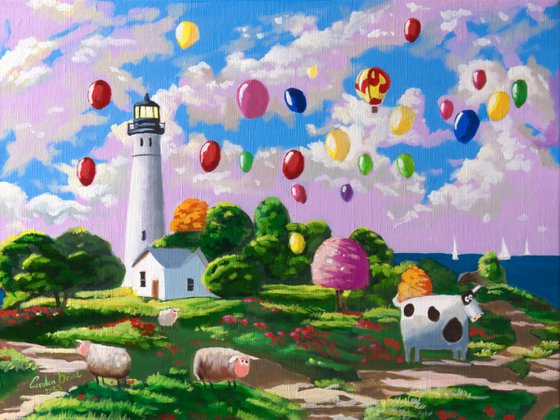 Lighthouse and balloons