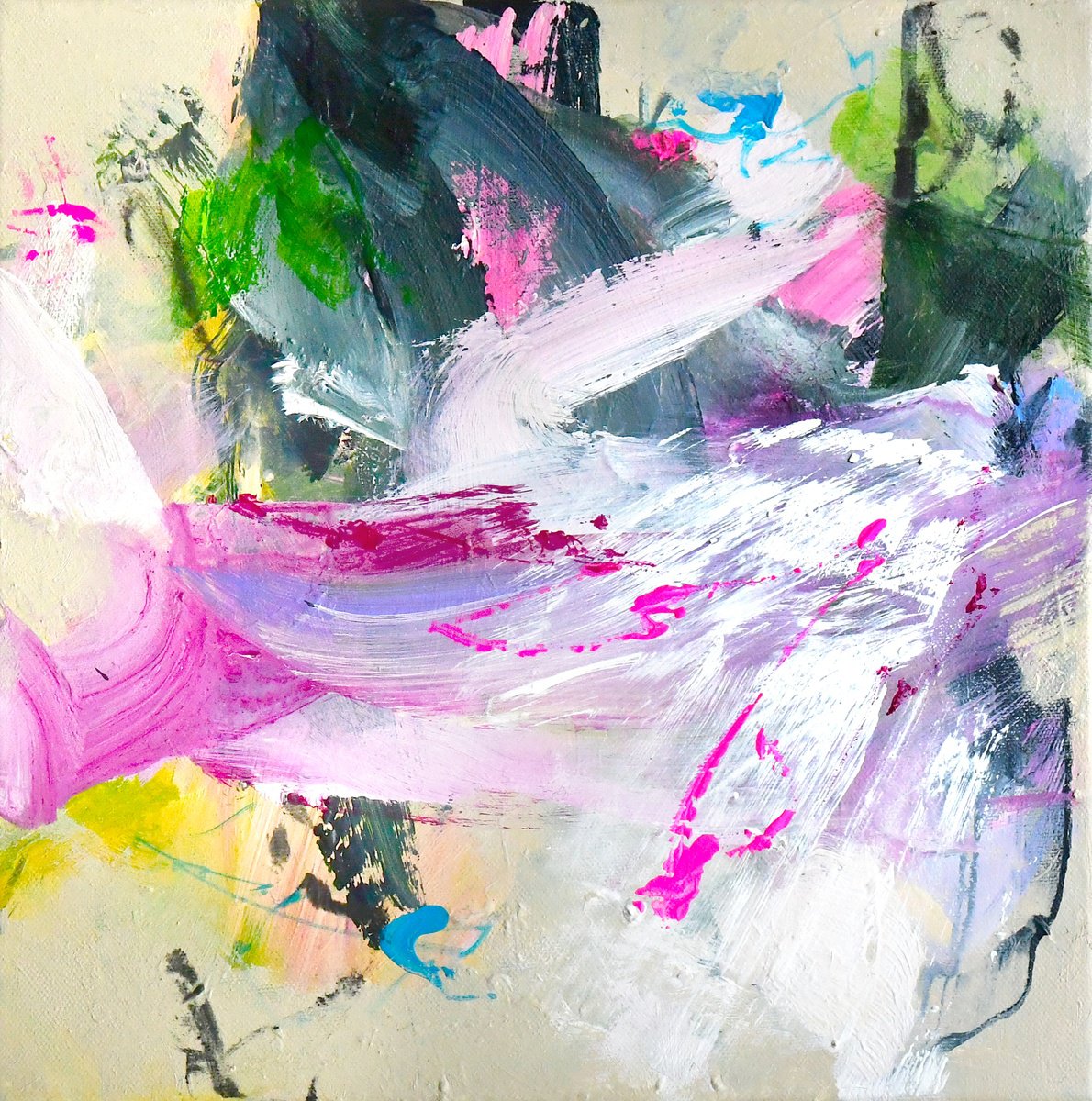Expressive Abstract Acrylic Painting By Kirsten Handelmann, 12 X 12", Yesterday Is Always Strange 4, Original Artwork