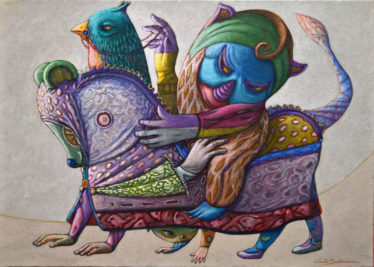 Surrealistic Portrait Painting By Carlo Salomoni, 28 X 20, I