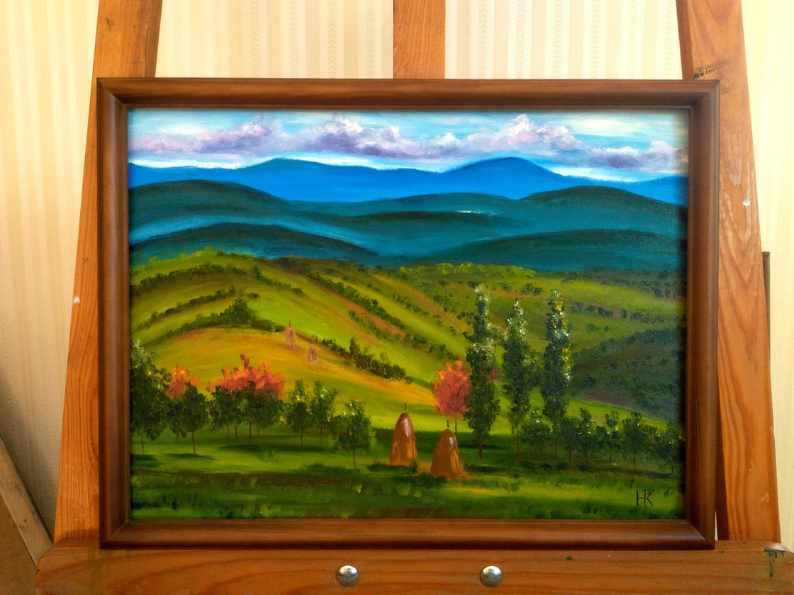 Ukrainian art, Impressionist art, Mountain view Landscape, outlet Wall art, Original painting, Mountainside art, Wall home Decor, art gift