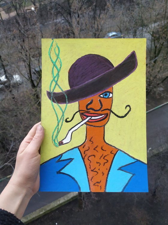 Cowboy with black mustache