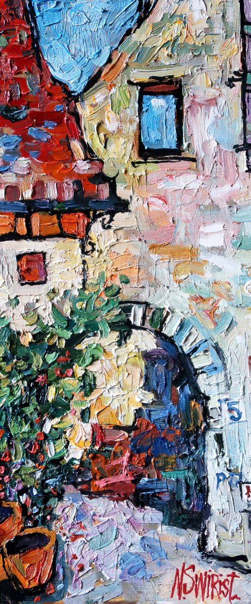 Summer courtyard in Carennac. by Nikifor Swiristuhin
