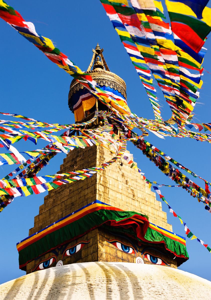 Photorealistic Cityscapes Photograph By Tom Hanslien, 33 X 47", Boudhanath Stupa I, Original Artwork