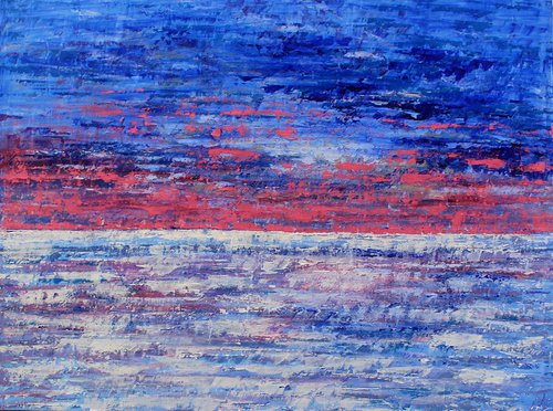 Makgadikgadi Sunset-Large ( 40" x 30" - 102cm x 76cm) painting by Paul J Best